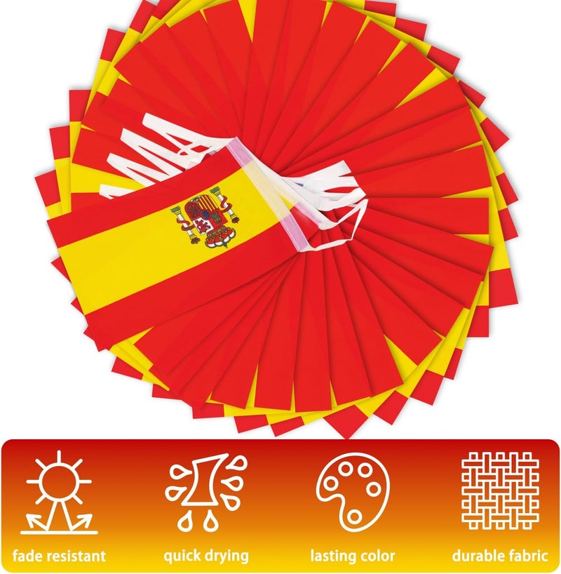 MVPRING Spain String Flag Pennant Banner, Small Mini Spanish Flags Bunting Banner, National Country Decoration for School, Party, Sports Events, Patriotic Festival, 33 Feet 30 Flags - Image 4